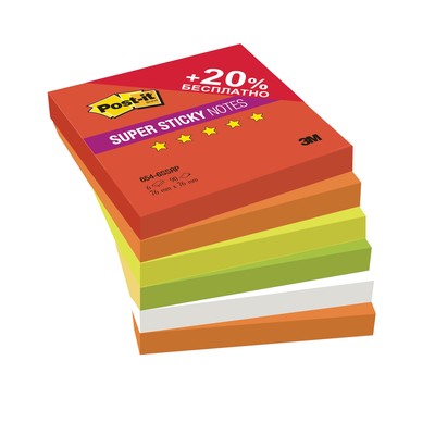 Блок-кубик Post-it Super Sticky 654-6SSRP  Огонь  76х76, 6бл х 90л.