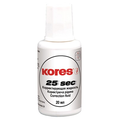 Корректирующая жидкость KORES WHITE 20мл на быстросохн осн, кисточка 66817