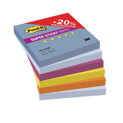 Блок-кубик Post-it Super Sticky 654-6SSBP  Воздух  76х76, 6бл х 90л.