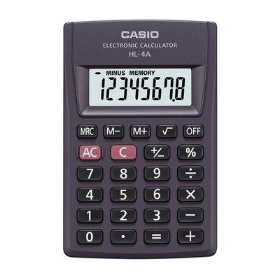 Калькулятор CASIO карман. HL-4А 8 разряд., крупн.диспл. батарей