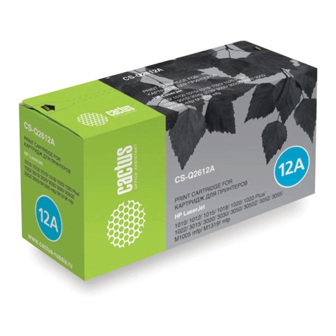 Картридж лазерный HP (Q2612A) LaserJet 1018/3052/М1005, ресурс 2000 стр., Cactus совместимый, CS-Q2612AS