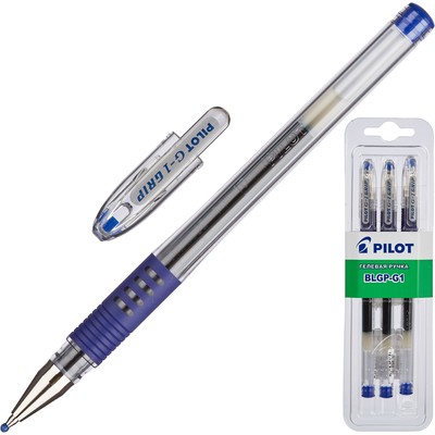 Ручка гелевая PILOT BLGP-G1-5 рез.манж.синяя 0,3мм 3шт/бл