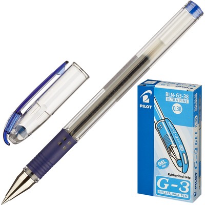 Ручка гелевая PILOT BLN-G3-38 резин.манжет. синяя 0,2мм Япония