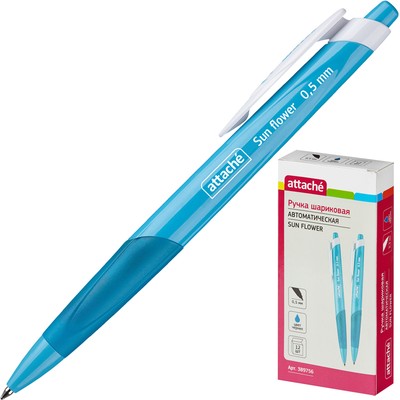 Ручка шариковая Attache Sun Flower,синий корпус,цвет чернил-синий