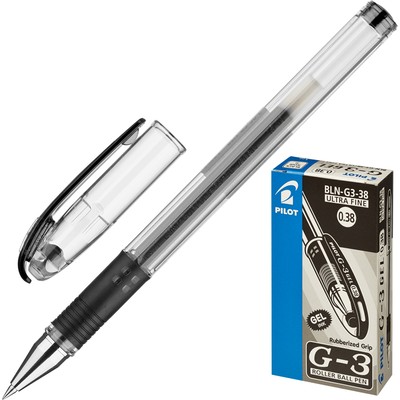 Ручка гелевая PILOT BLN-G3-38 резин.манжет. черная 0,2мм Япония