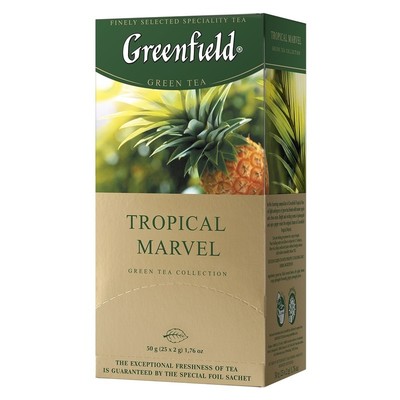 Чай Greenfield Tropical Marvel зеленый фольгир. 25пак/уп 0654-10