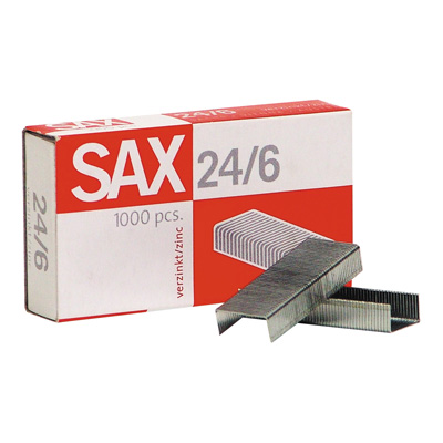 Скобы для степлера N24/6 SAX, оцинкованные 1000 шт в упаковке