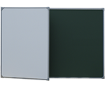 Комбинированная магнитная доска, 255х120 см, двухэлементная, створка слева, в стальной рамке, для письма мелом и маркером