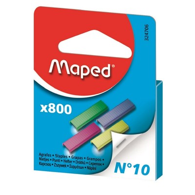 Скобы для степлера №10 MAPED, цветные, 800 шт в упаковке европодвеС