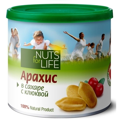 Орехи Арахис Nuts for life обжаренный с клюквой, 115 г