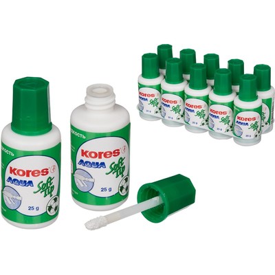 Корректирующая жидкость KORES Soft Tip AQUA 25мл на водной осн, аппликатор