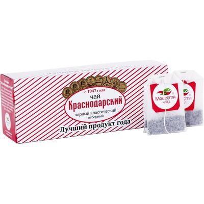 Чай Краснодарский с 1947г черный классический отборный, 25 пак х 1,5гр/уп