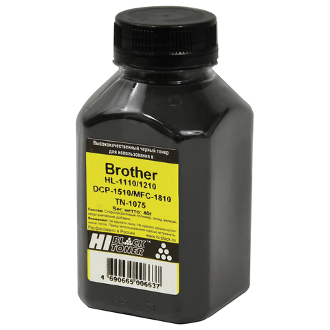 Тонер Brother совместимый HL-1110/1210/DCP-1510/MFC-1810, TN-1075 (HI-BLACK), фасовка 40 г, 99122149006
