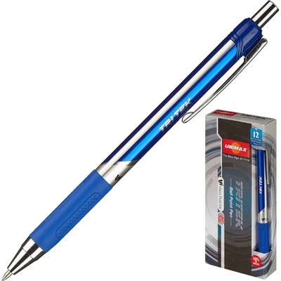 Ручка шариковая Unimax Tri Tek RT 0,7мм, син, масл, треуг, автом.
