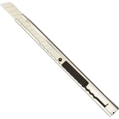 Нож канцелярский 9мм металлический, фиксатор, цв.металлик