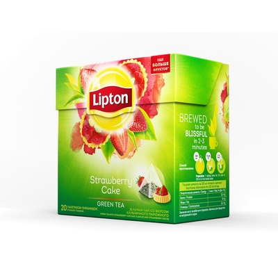 Чай Lipton Strawberry Cake зеленый байховый пирамидки,20пак/уп.