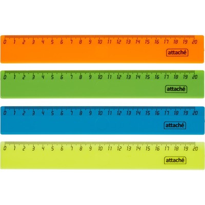 Линейка 20см Attache 4 шт/уп цвет в ассортименте