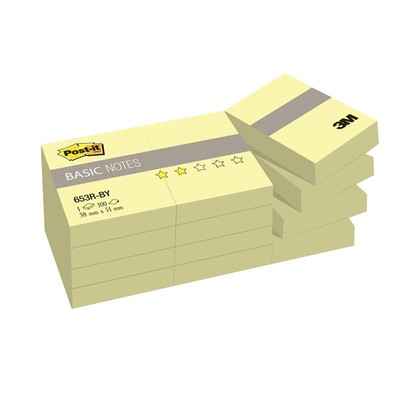 Блок-кубик Post-it Basic 653R-BY, канареечный желт 38х51мм 12блх100 л.