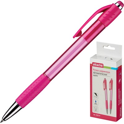 Ручка шариковая Attache Happy,розовый корпус,цвет чернил-синий