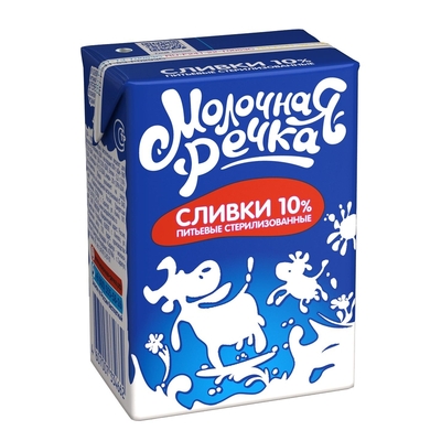 Сливки Стерил 10% TBA 0,2кг МолочнаяРечка