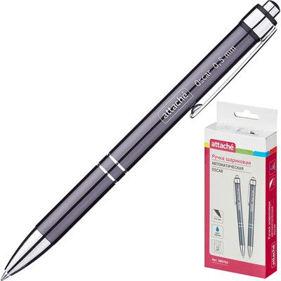 Ручка шариковая Attache Oscar,серебристый корпус,цвет чернил-синий