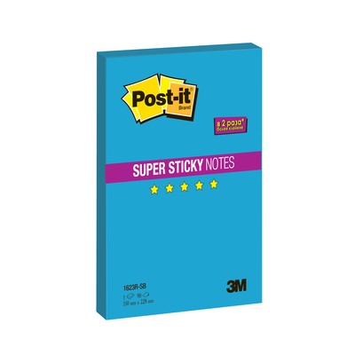 Блок-кубик Post-it Super Sticky 1623R-SB, 150х228мм, неон синий 90 л