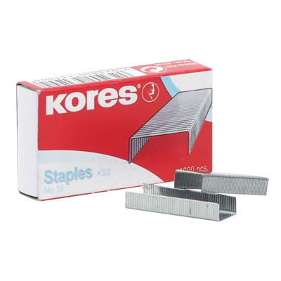 Скобы для степлера N10 KORES 43100, никелированные 1000 шт в упаковке