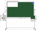 Школьная поворотно-передвижная доска, 120х90 см, для мела и маркера, мобильная н ...