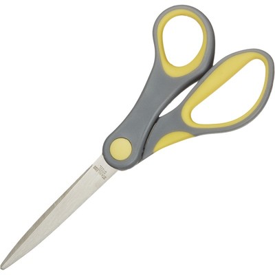 Ножницы Attache 180 мм с пласт. прорезинен. эллипт. ручками, цв.серый/желт