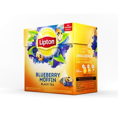 Чай Lipton Blueberry Muffin черный байховый пирамидки,20пак/уп