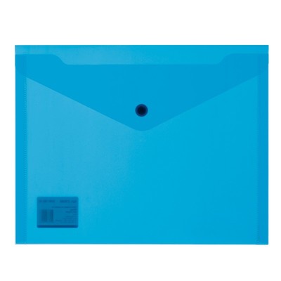Папка конверт на кнопке А5, 19х24, 180мкм, синий 10шт/уп