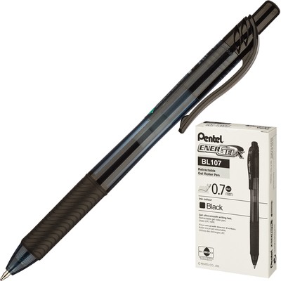 Ручка гелевая PENTEL BL107А EnerGel Rec авт. рез.манжет. 0,35мм черныйЭКО