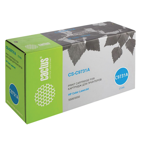 Картридж лазерный HP (C9731A) Color LaserJet 5500/5550, голубой, ресурс 12000 стр., Cactus, совместимый, CS-C9731A(R)