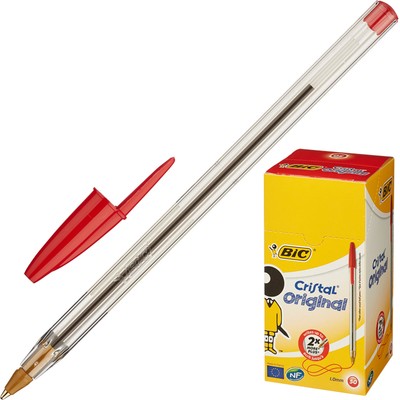 Ручка шариковая BIC Cristal красный 0,4мм Франция