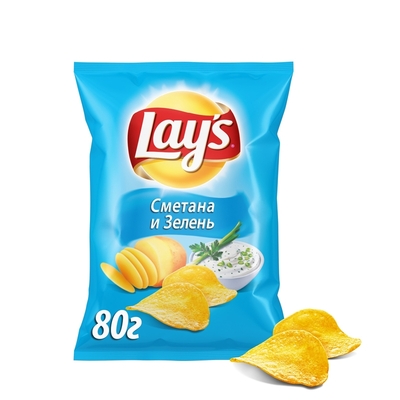 Чипсы Lays сметана и зелень 80гр.