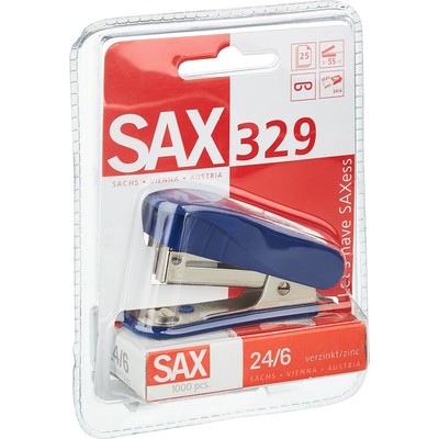 Степлер -мини SAX 329 (N24/6) до 20 лист. синий Австрия