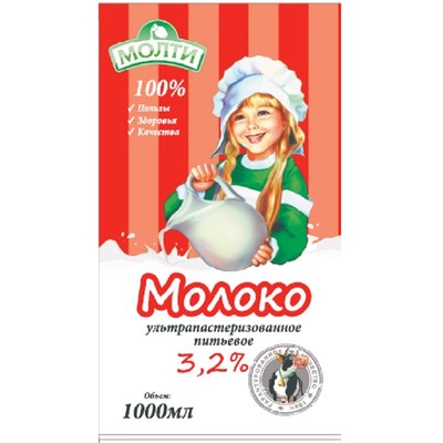 Молоко Молти 3.2% ультрапастер. 1 л. Для детей старше 3 лет.