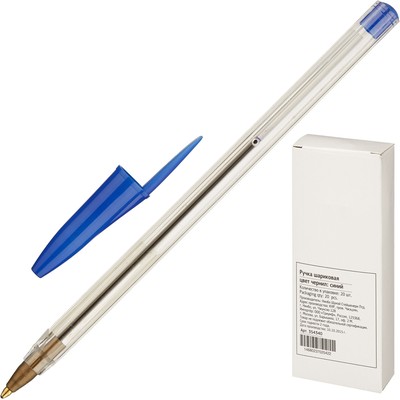 Ручка шариковая эконом, цвет чернил синий, 1 мм, прозрачный корпус