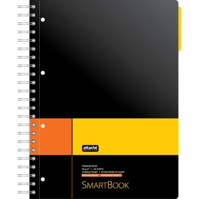 Бизнес-тетрадь SMARTBOOK А4 120л. клетка, спир, микроп, разд, карм, жел-оран