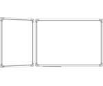Белая настенная магнитно-маркерная доска, 255х100 см, двухэлементная, створка слева, в алюминиевой рамке
