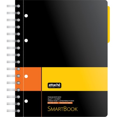 Бизнес-тетрадь SMARTBOOK А5 120л. клетка, спир, микроп, разд, карм, жел-оран