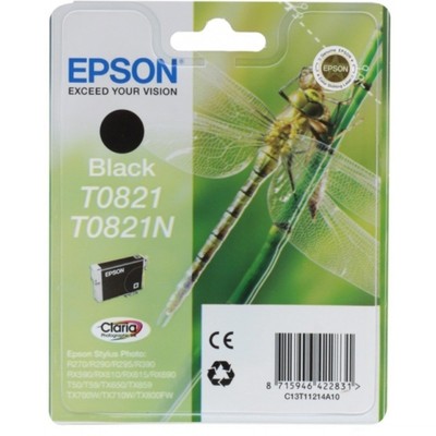 Картридж струйный Epson T0821 C13T11214A10 чер. для R270/290/RX590