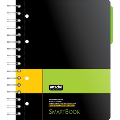 Бизнес-тетрадь SMARTBOOK А5 120л. линейка, спир, микроп, разд, карм, жел-зел