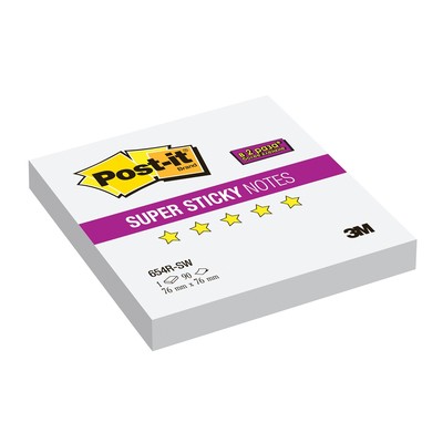 Блок-кубик Post-it Super Sticky 654R-SW,76х76 белый, 90л.