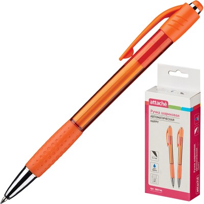 Ручка шариковая Attache Happy,оранжевый корпус,цвет чернил-синий