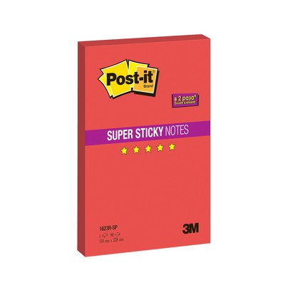 Блок-кубик Post-it Super Sticky 1623R-SP, 150х228мм, неон красный 90 л