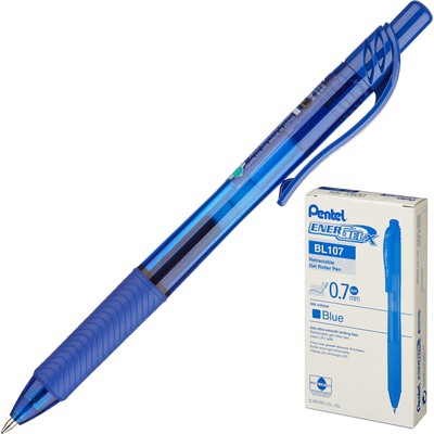 Ручка гелевая PENTEL BL107C EnerGel Rec авт. рез.манжет.0,3мм синий ЭКО