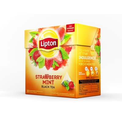 Чай Lipton Srtawberry Mint черный пирамидки 20пак/уп