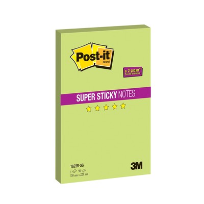 Блок-кубик Post-it Super Sticky 1623R-SG, 150х228мм, неон зеленый 90 л