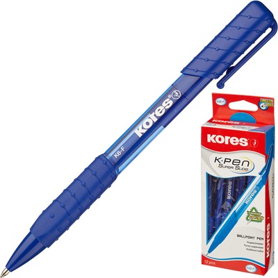 Ручка шариковая KORES К6 автомат треуг.корп,манж.,0,5мм, син